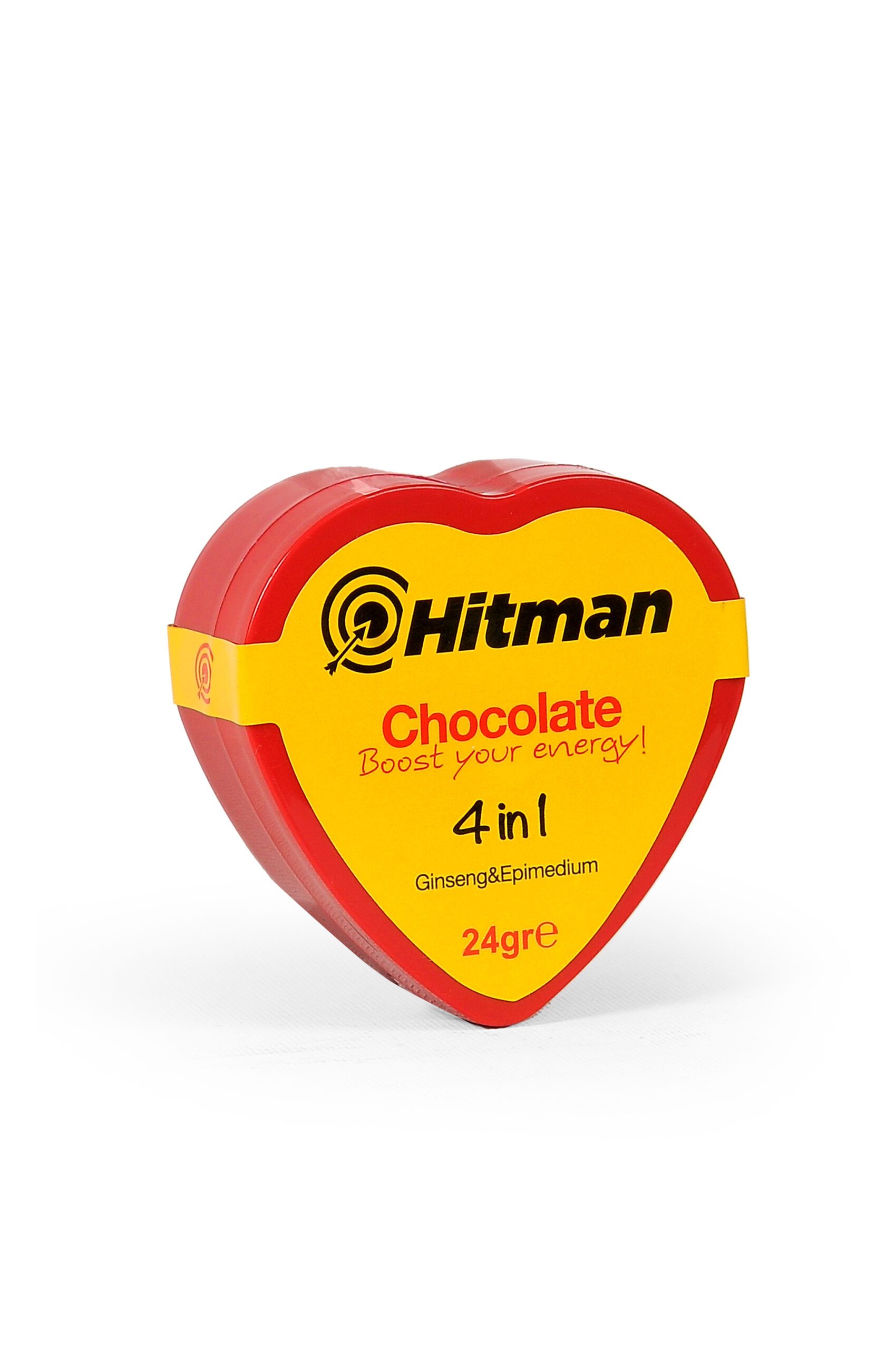 Hitman™ - Heart Shaped Chocolate 24 g - Energy & Desire Enhancing Chocolate with Ginseng Extract – Increases Vitality & Stamina – Natural Ingredients